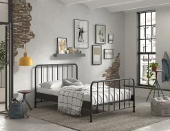 Doppelbett Bronxx Metall 140x200 - mattschwarz