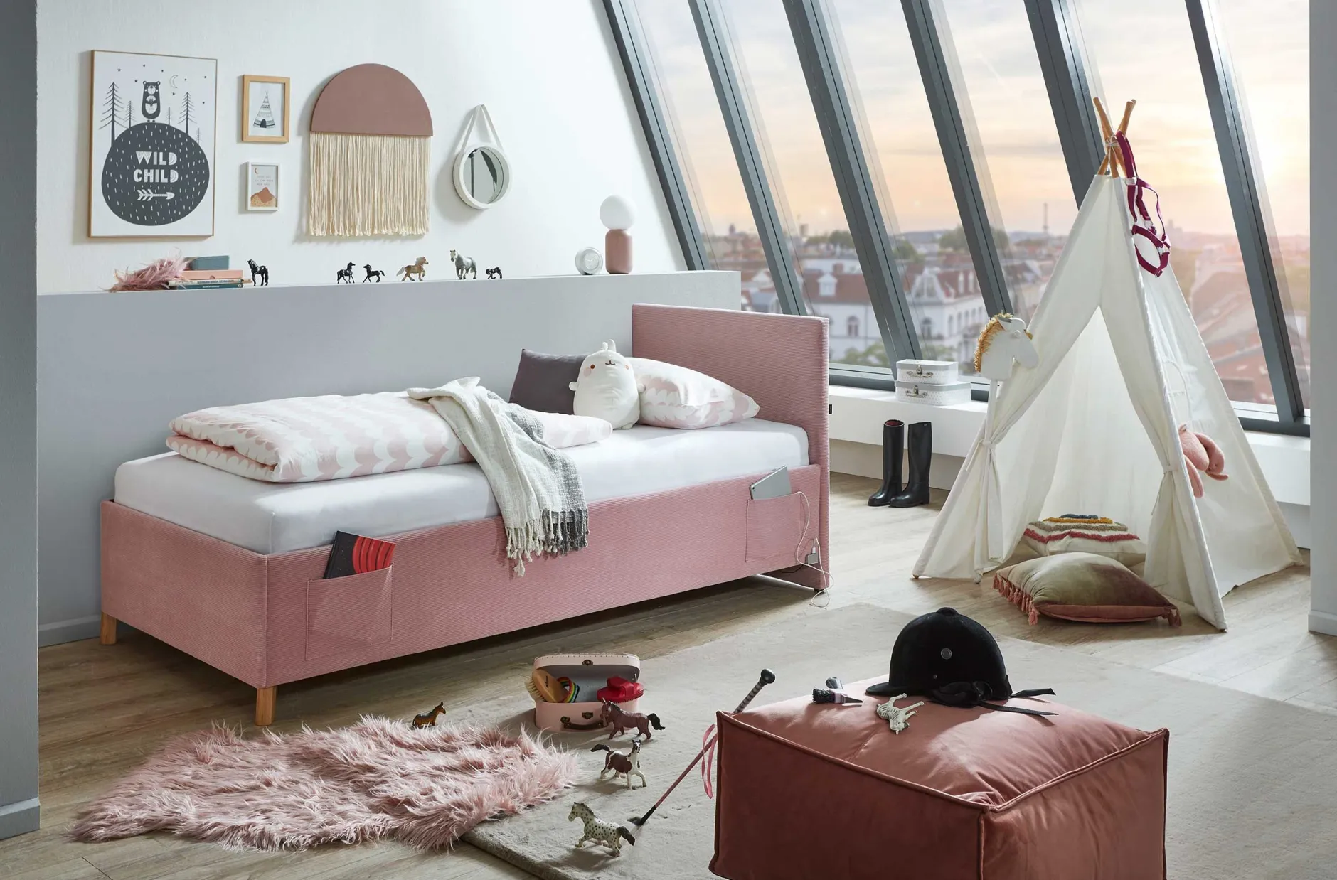 Doppelbett Cool | 140 x 200 cm | Rosa Design