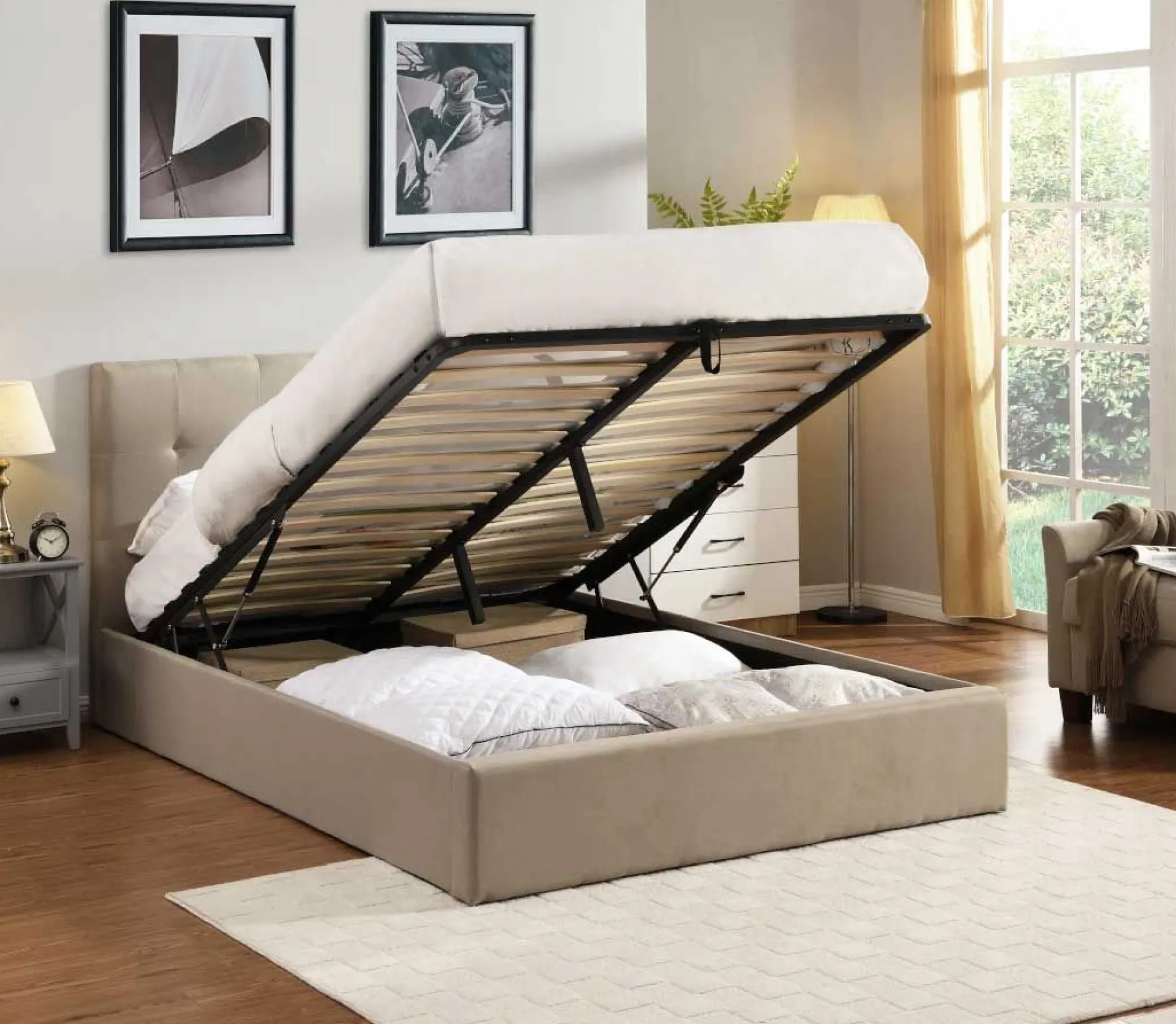 Doppelbett Corbi mit Lagerung 180x200 - Sand
