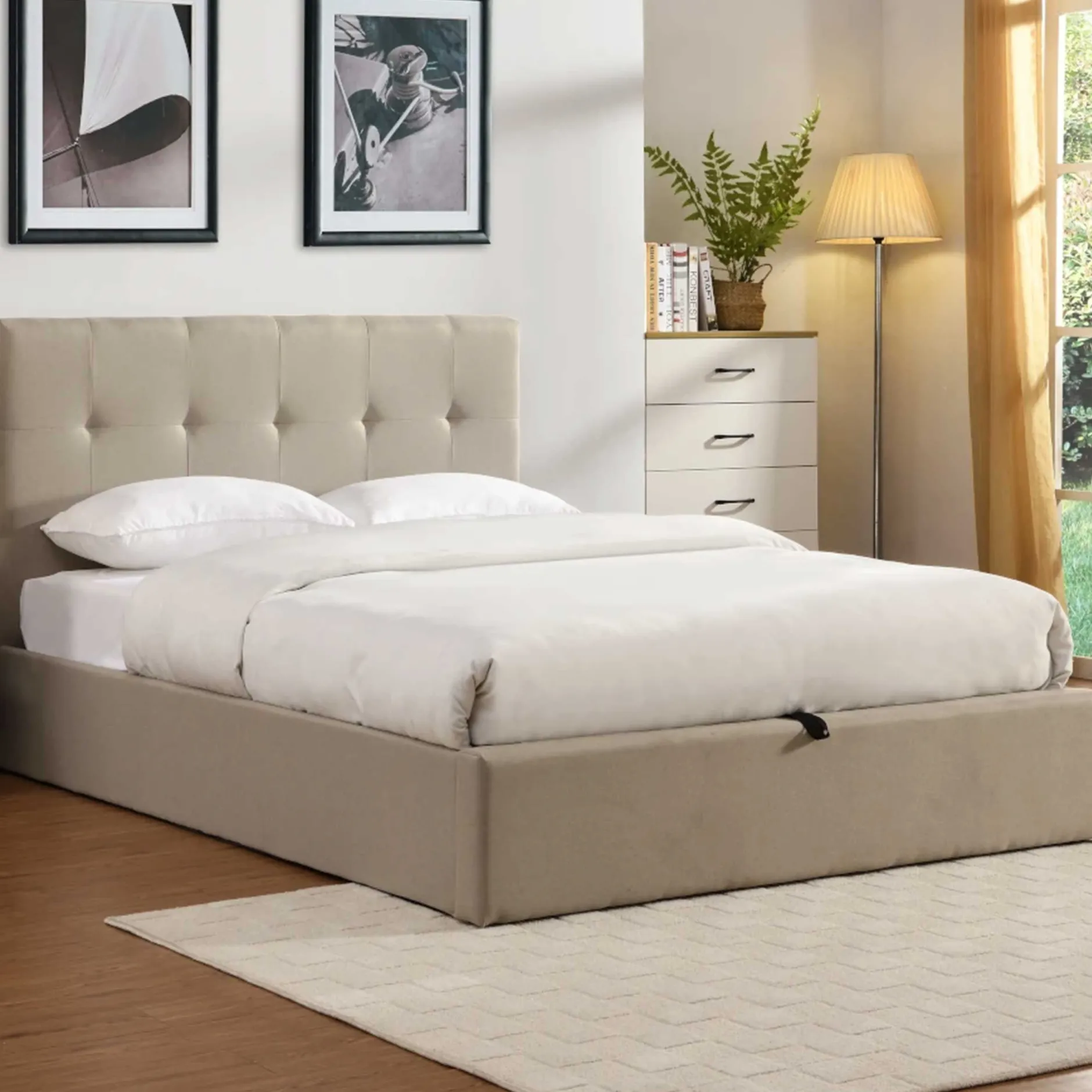 Doppelbett Corbi mit Lagerung 140x200 - Sand