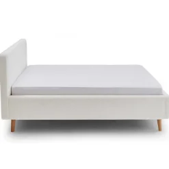 Doppelbett Dalila 180x200cm Teddy-Stoff mit Stauraum - weiß