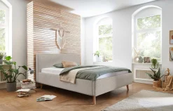 Doppelbett Dalila 180x200cm teddy stoff mit aufbewahrung - beige