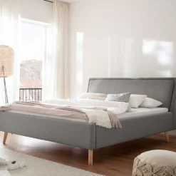 Doppelbett Estee 160x200cm - hellgrau/Eiche