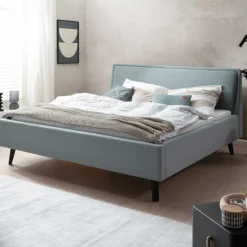 Doppelbett Estee 160x200cm mit Stauraum - eisblau/schwarz