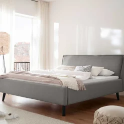 Doppelbett Estee 180x200cm mit Stauraum - hellgrau/schwarz