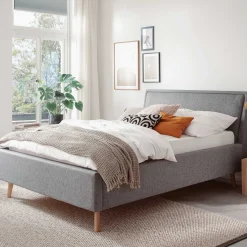 Doppelbett Estee 140x200 mit Stauraum - grau/ocker