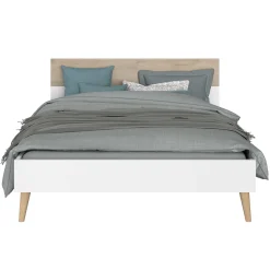 Doppelbett Hardy 140x190 - weiß/Eiche