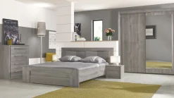 Doppelbett Hayden mit Schublade 140x200 - Eiche hellgrau