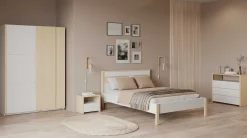 Doppelbett Heva - 140x190/200cm - weiß/Eiche Dekor
