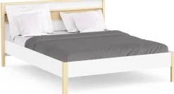 Doppelbett Heva - 160x200cm - weiß/Eiche Dekor