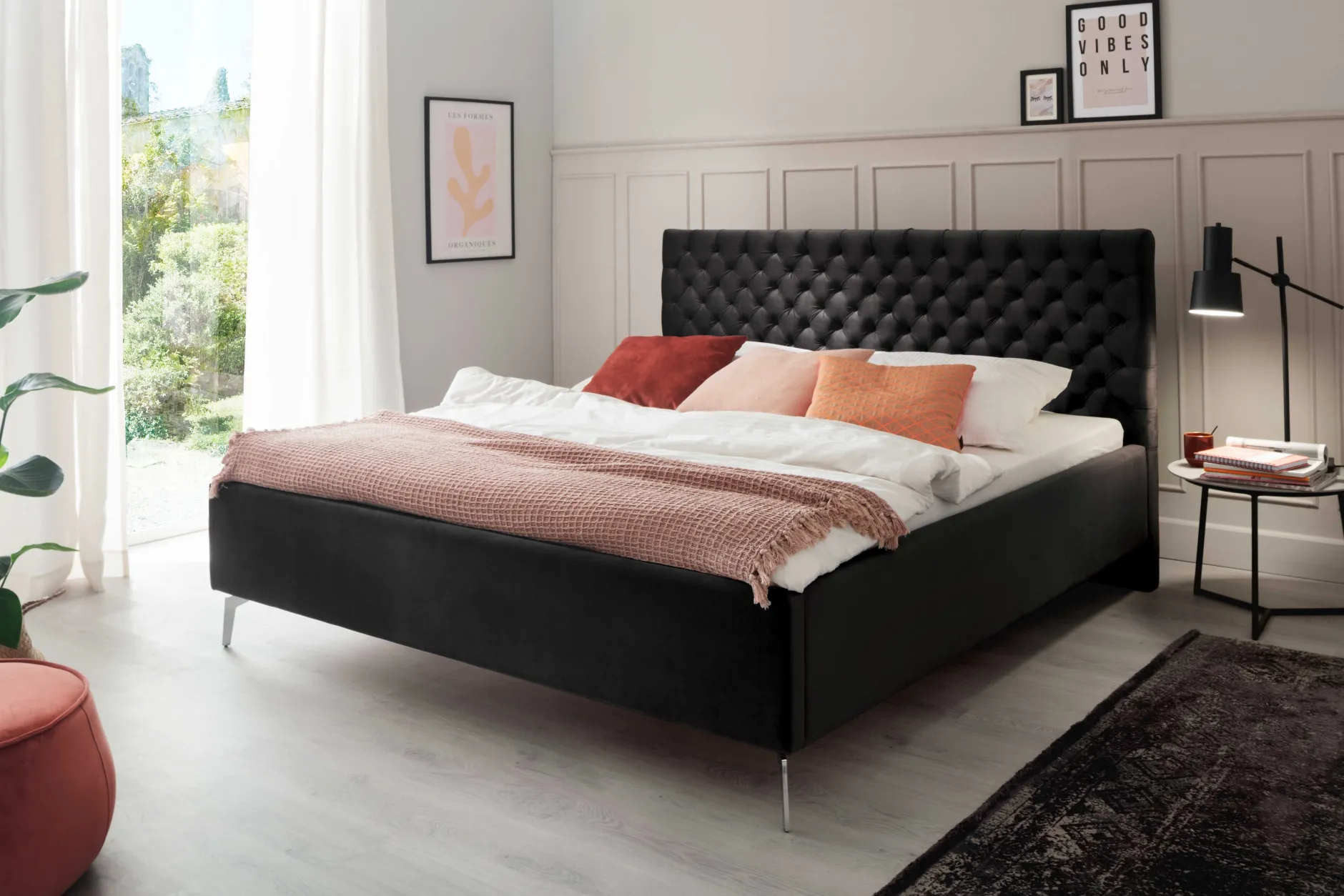 Doppelbett Janice mit Stauraum 180x200cm - schwarz