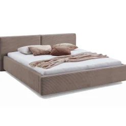 Doppelbett Kubrik 180x200cm mit Stauraum Rippe Samt - taupe