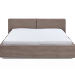Doppelbett Kubrik 180x200cm mit Stauraum Rippe Samt - taupe