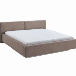 Doppelbett Kubrik 180x200cm mit Stauraum Rippe Samt - taupe