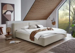 Doppelbett Kubrik 180x200cm mit Stauraum Rippe Samt - beige