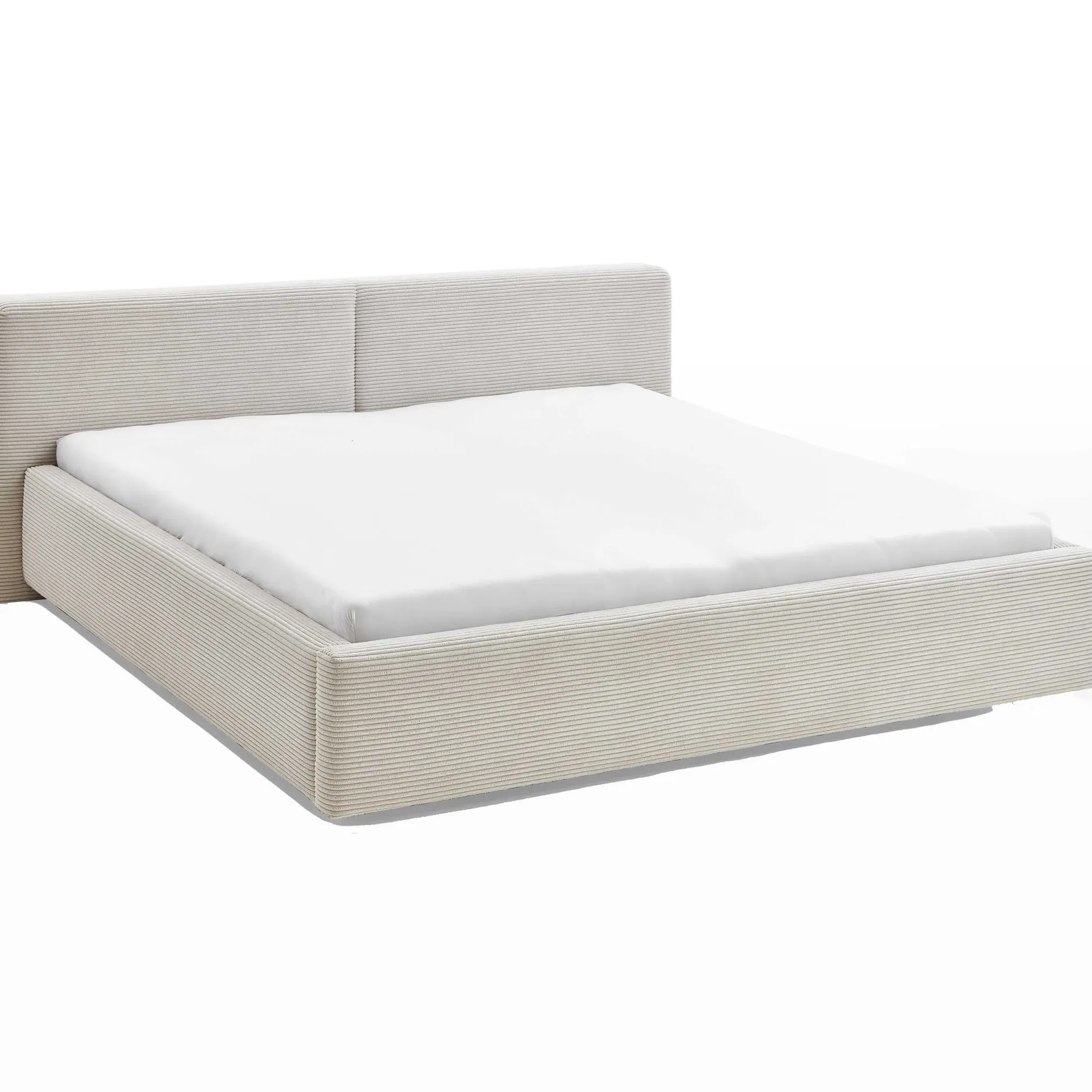 Doppelbett Kubrik 180x200cm mit Stauraum Rippe Samt - beige
