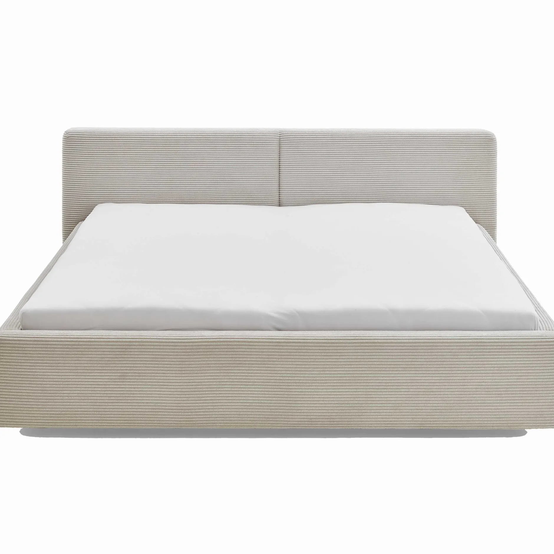 Doppelbett Kubrik 180x200cm mit Stauraum Rippe Samt - beige