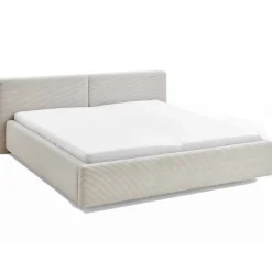 Doppelbett Kubrik 180x200cm mit Stauraum und Matratze - beige gerippter Samt