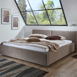 Doppelbett Kubrik 180x200cm Rippensamt - taupe