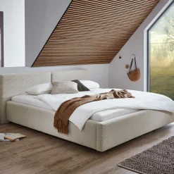 Doppelbett Kubrik 180x200cm Rippensamt - beige