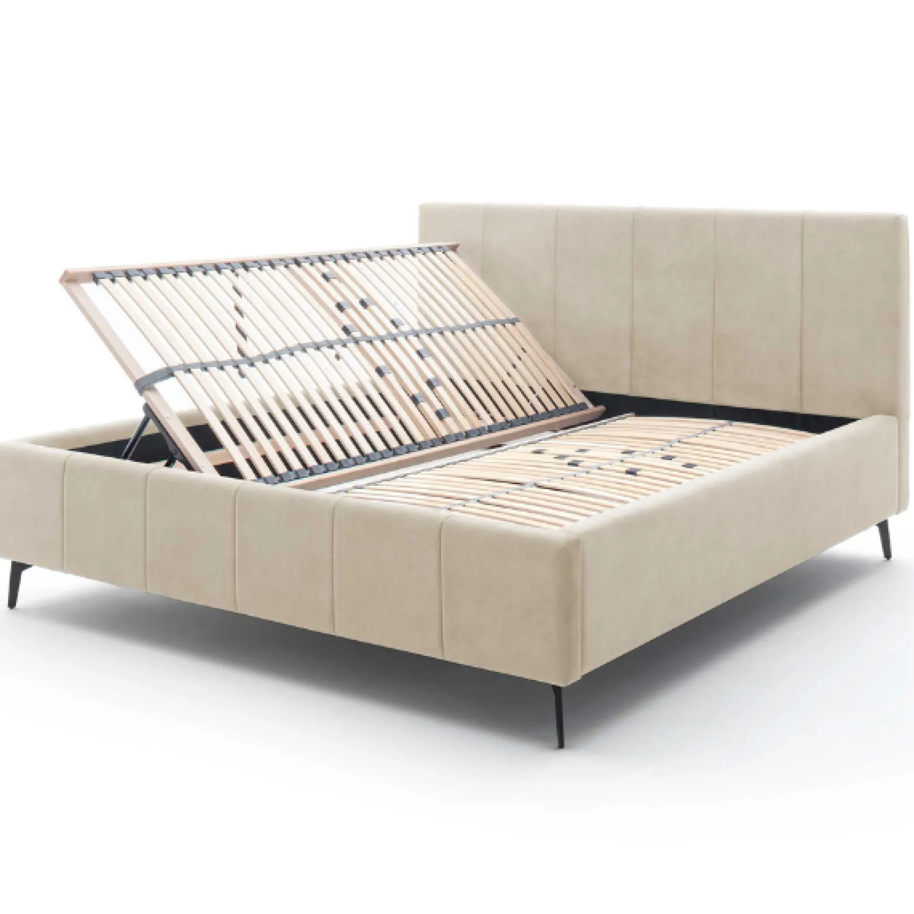 Doppelbett Lizzie 160x200cm mit Stauraum - beige