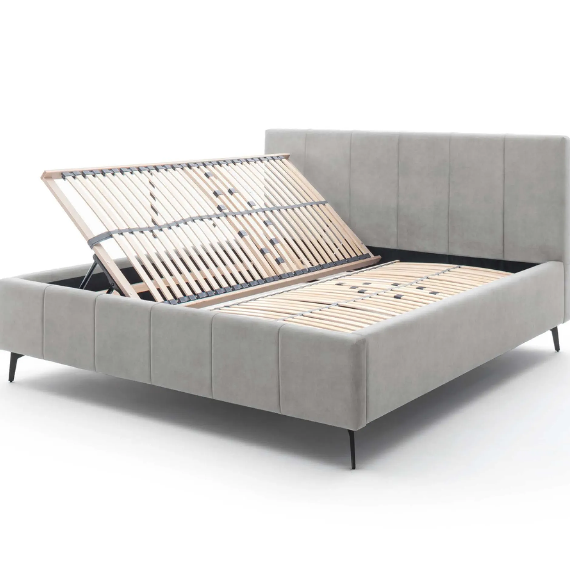 Doppelbett Lizzie 160x200cm mit Stauraum - grau