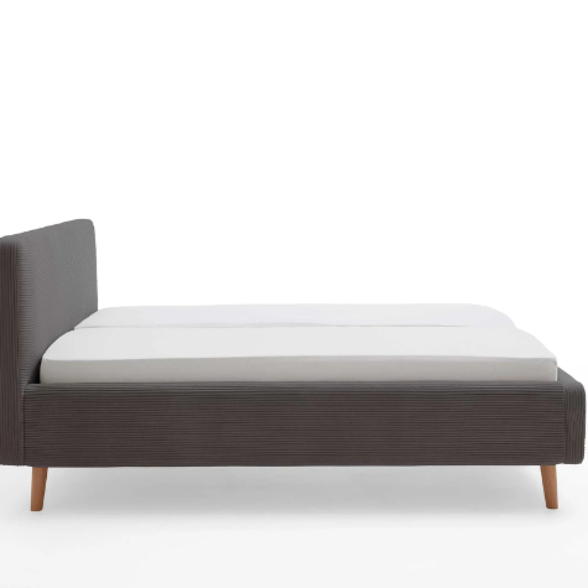 Doppelbett Madras 160x200cm Rippensamt - grau