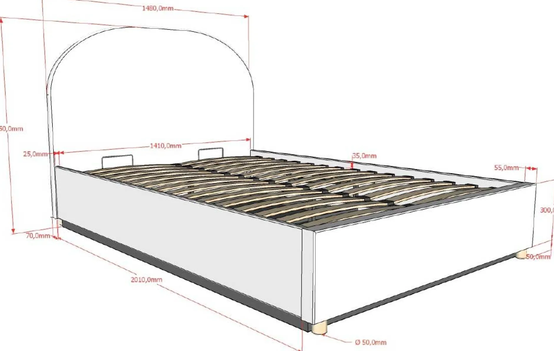 Doppelbett Maeva mit Nachttischen - 140x200cm - mit Stauraum - grün