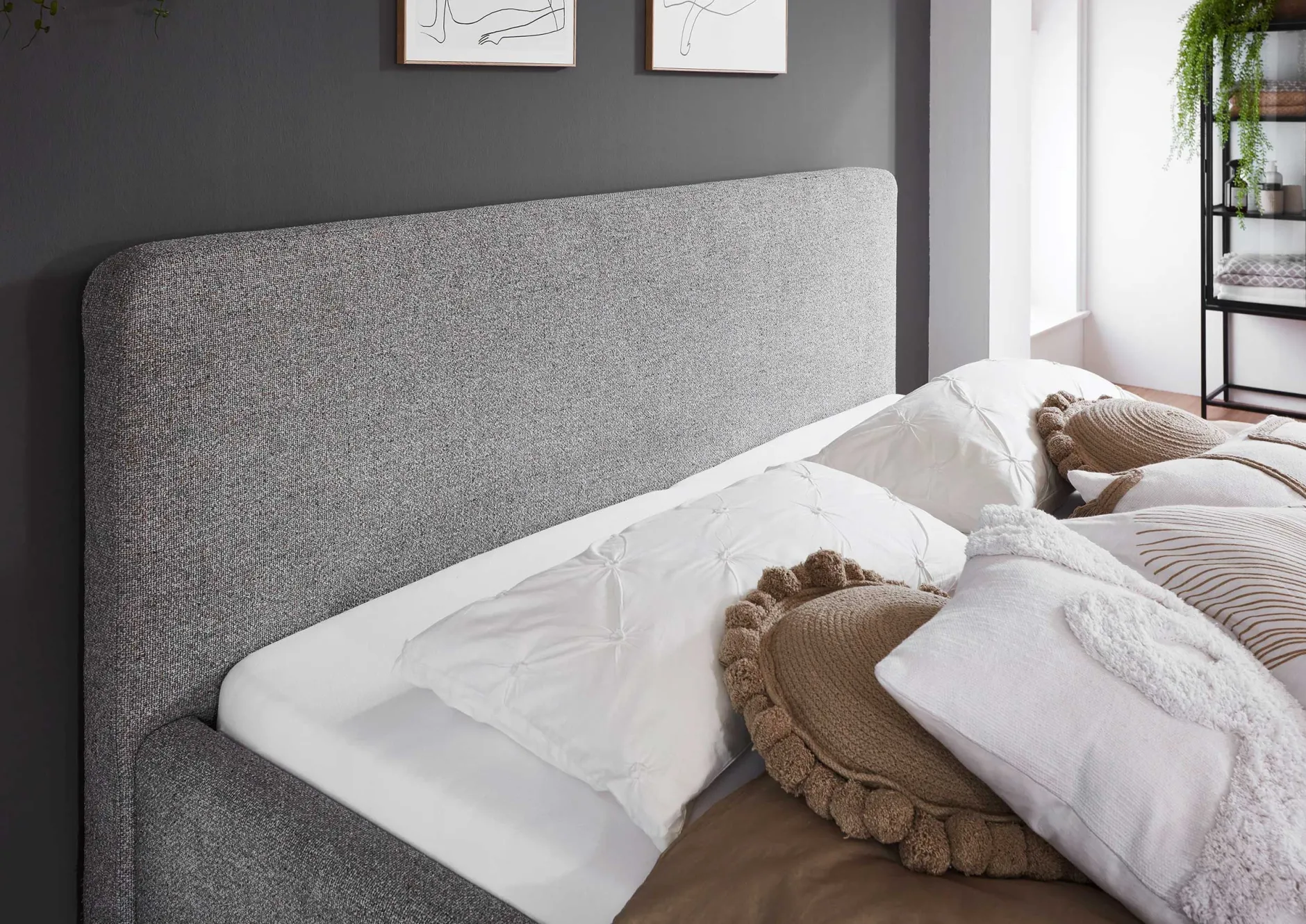 Doppelbett Nielsen | 140 x 200 cm | Grau