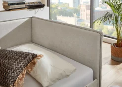 Doppelbett Ollie | Mit Rückenlehne | 140 x 200 cm | Beige Design