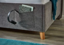Doppelbett Ollie | Mit Rückenlehne | 140 x 200 cm | Design Grau