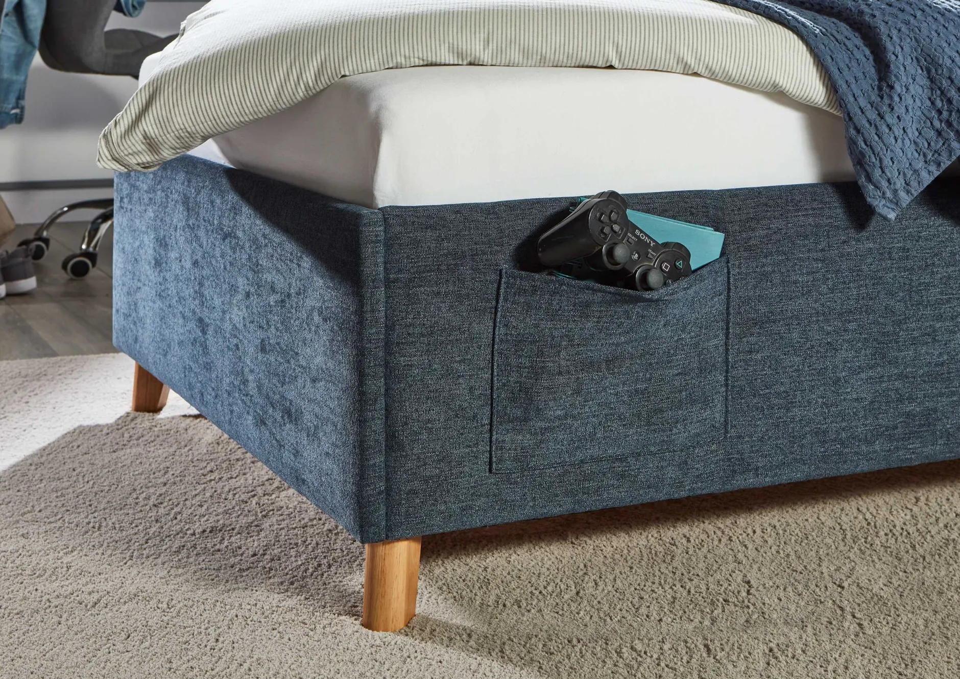 Doppelbett Ollie | 140 x 200 cm | Blaues Design