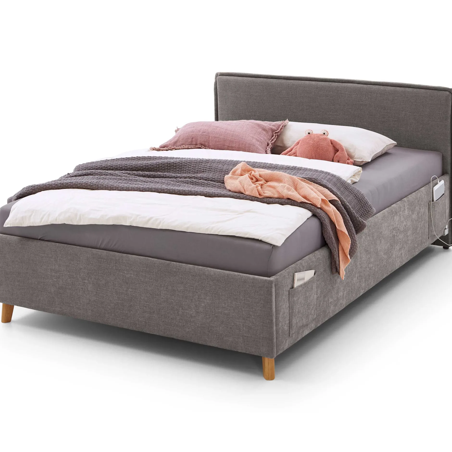 Doppelbett Ollie | 140 x 200 cm | Design Grau