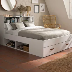 Doppelbett Sabri 140x190cm, 3 Schubladen - weiß