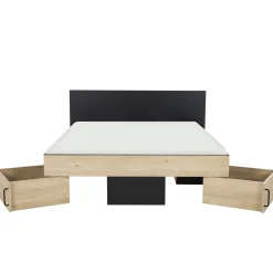 Doppelbett Swivel | 160 x 200 cm | Mit Stauraum | Helvezia Oak Design