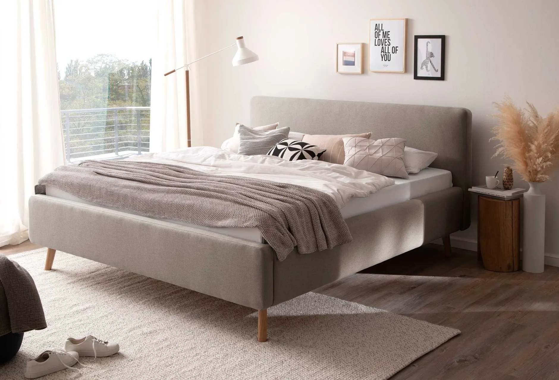 Doppelbett Tony 180x200cm mit Stauraum - taupe