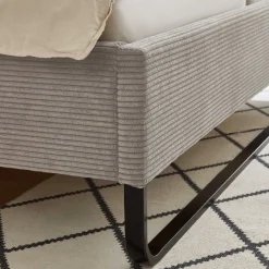Doppelbett Velma 180x200cm Rippensamt - taupe
