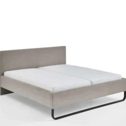 Doppelbett Velma 180x200cm Rippensamt - taupe
