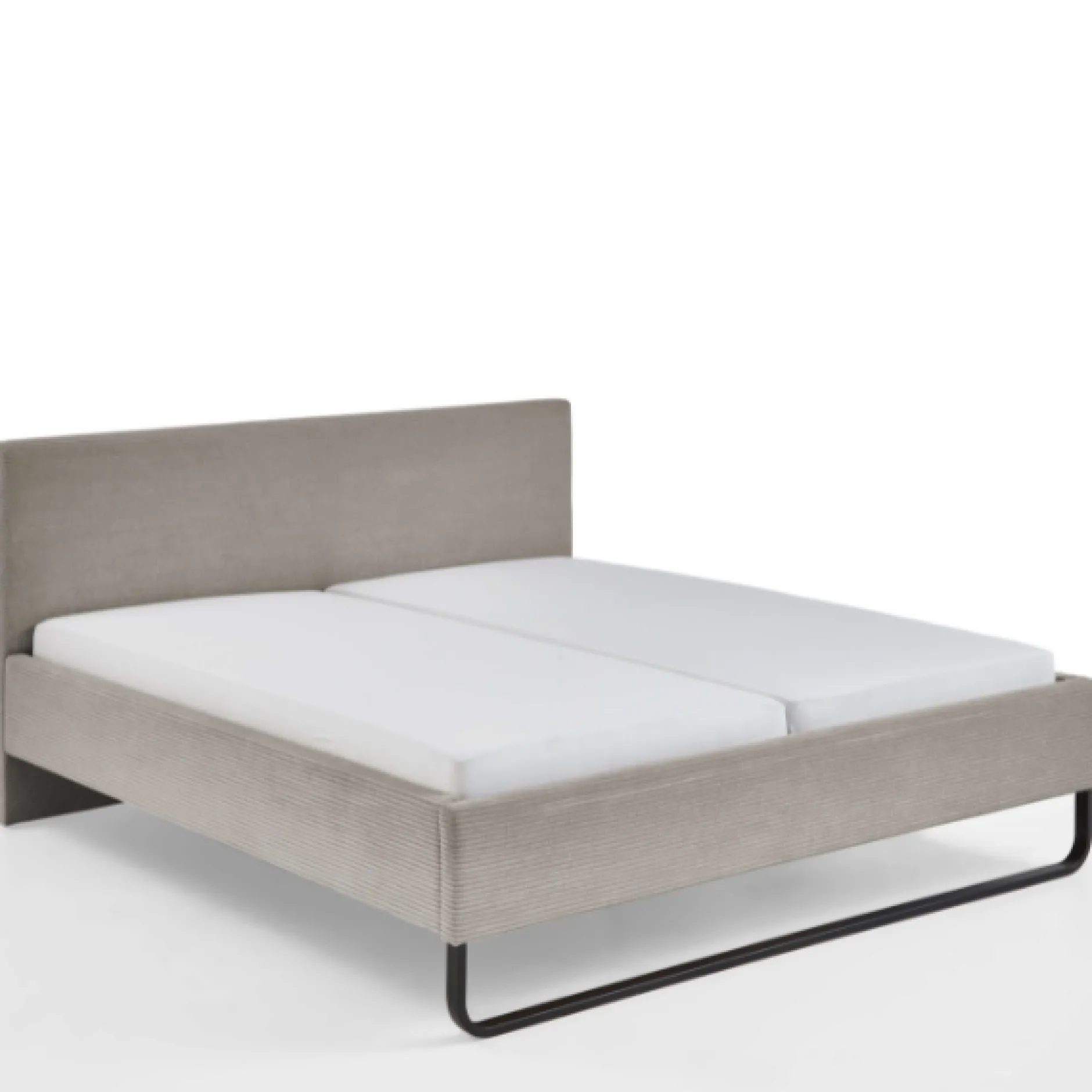 Doppelbett Velma 180x200cm Rippensamt - taupe