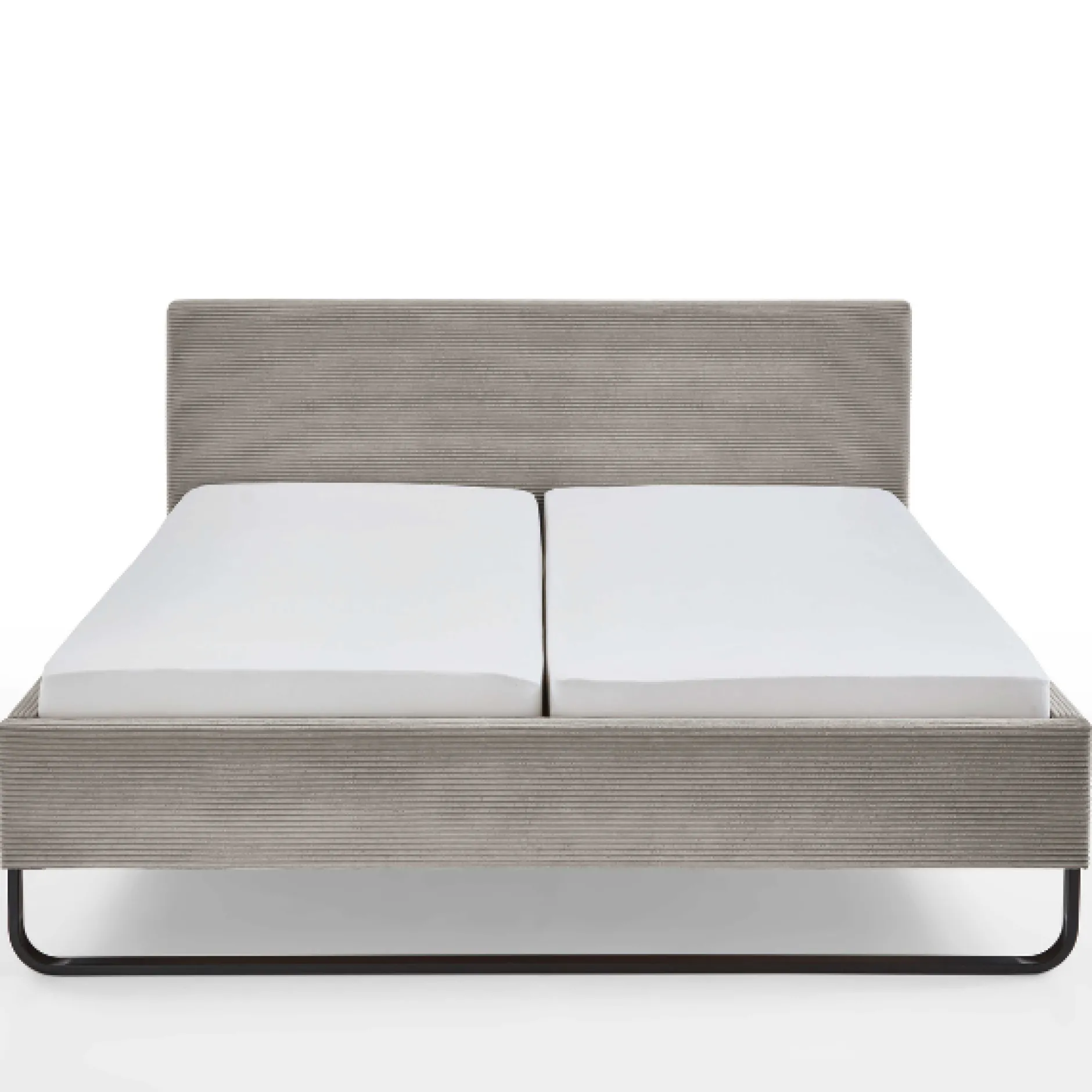 Doppelbett Velma 180x200cm Rippensamt - taupe