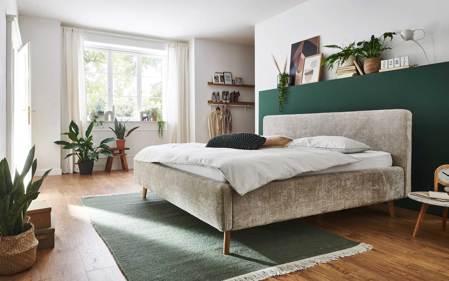 Doppelbett Younes 160x200cm mit Stauraum - beige
