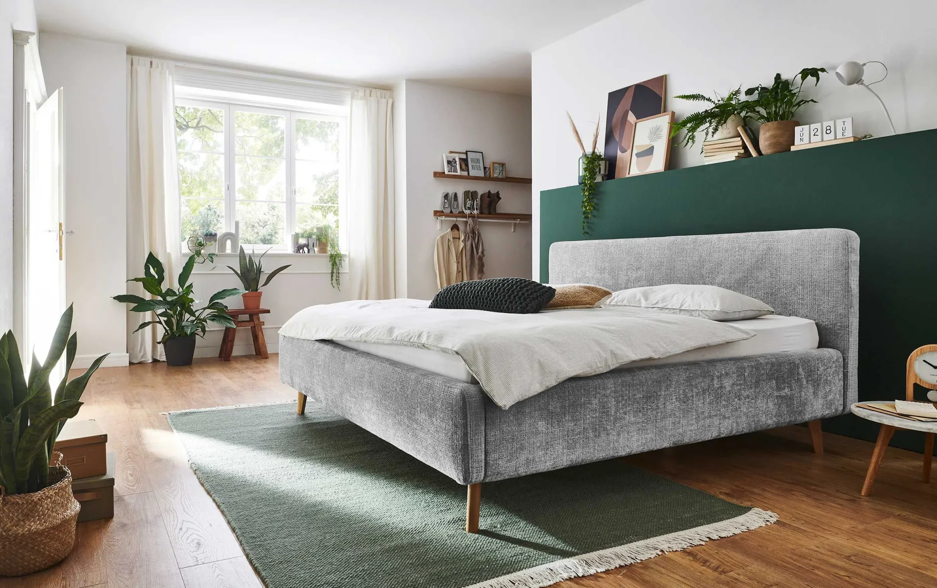 Doppelbett Younes 180x200cm mit Stauraum - grau