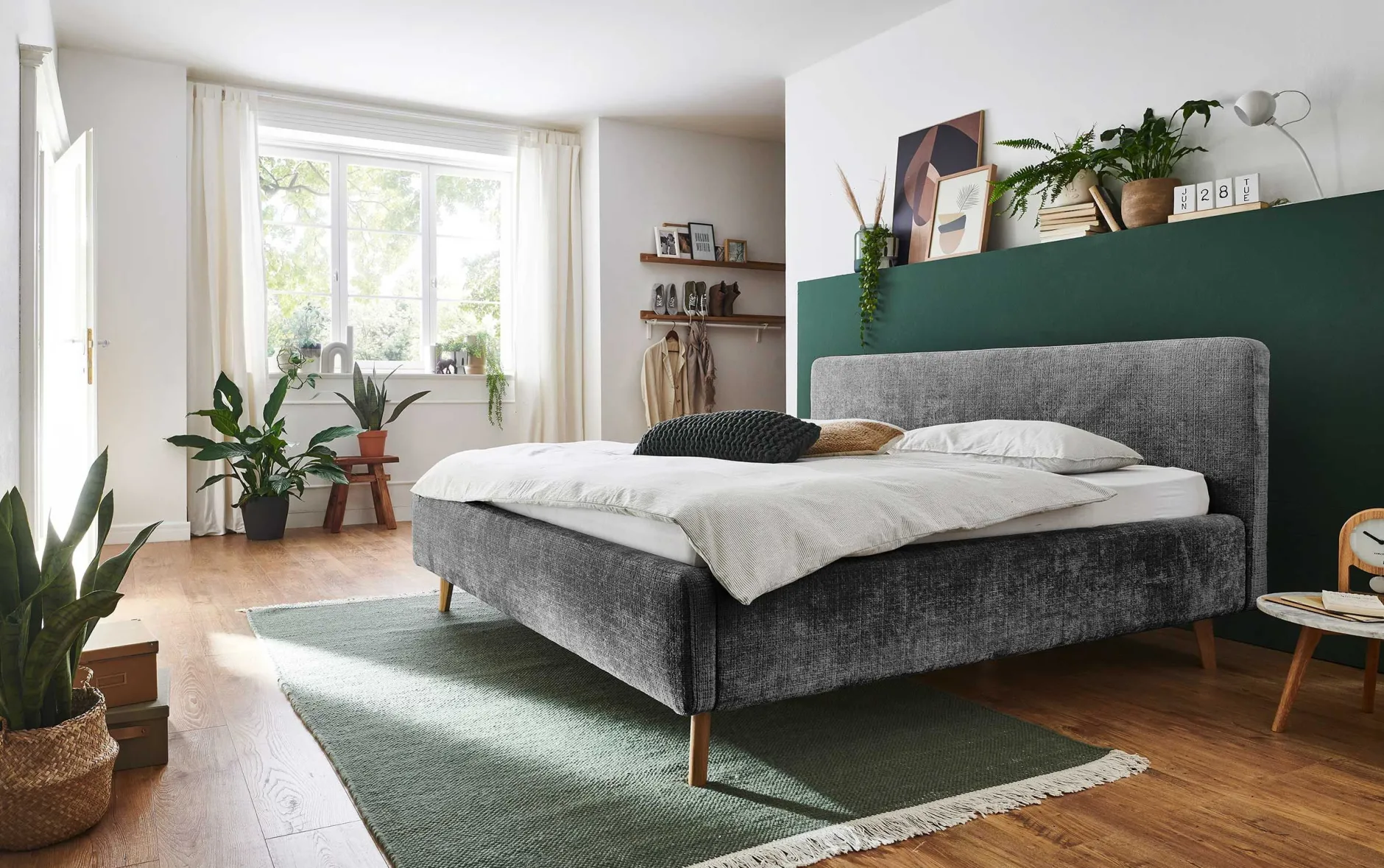 Doppelbett Younes 180x200cm mit Stauraum - anthrazit