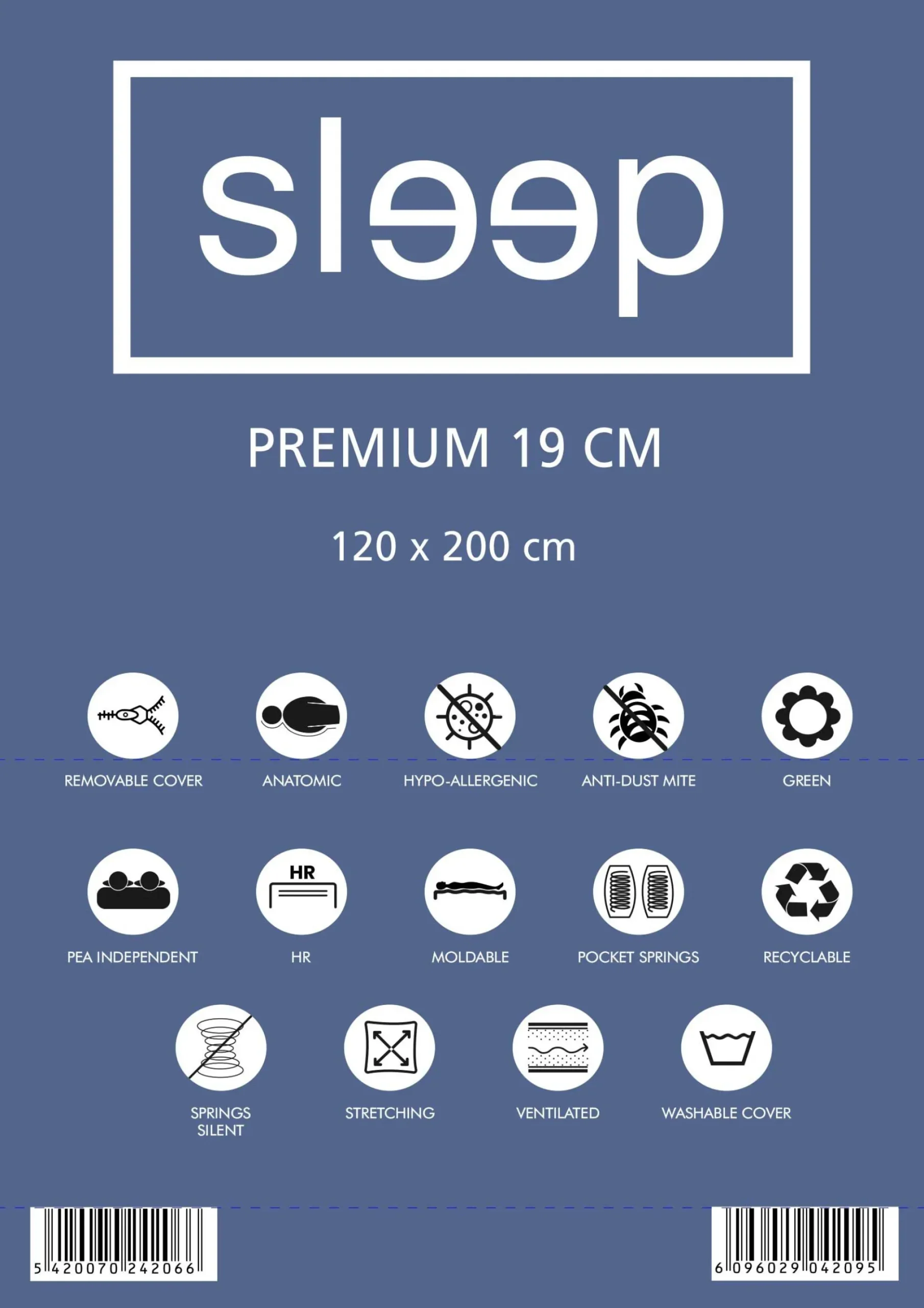 Doppelmatratze Premium Plus 120x200x19cm - Taschenfederkern