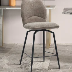 Drehbarer Barhocker Lara | 48 x 56 x 103 cm | Sandfarbenes Design