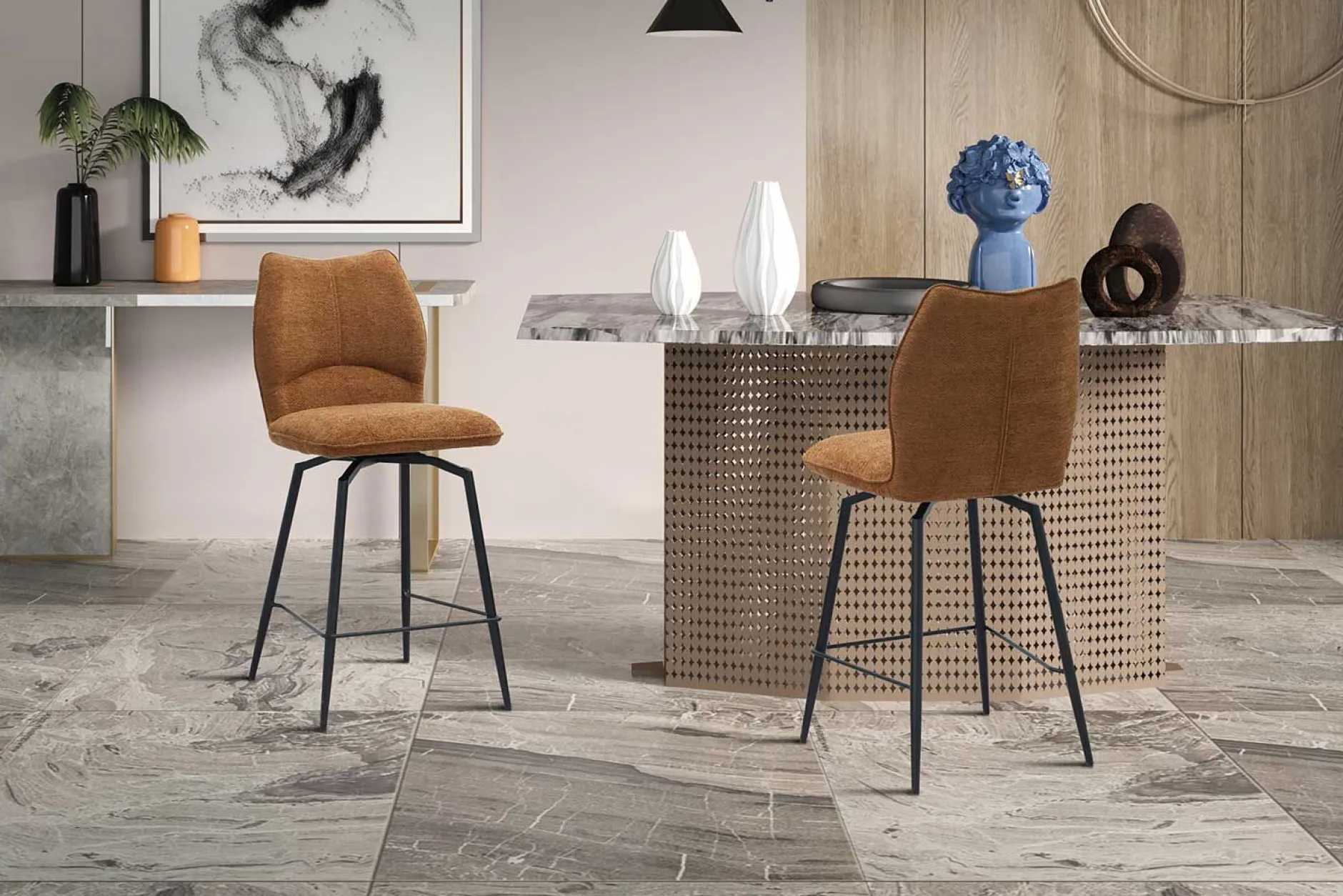 Drehbarer Barhocker Lara | 48 x 56 x 103 cm | Rust-design