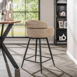 Drehbarer Barhocker Rachida - 50x54x95cm - beige Bouclé-Stoff