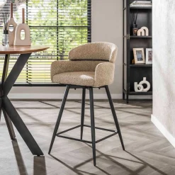 Drehbarer Barhocker Rachida - 50x54x95cm - beige Bouclé-Stoff