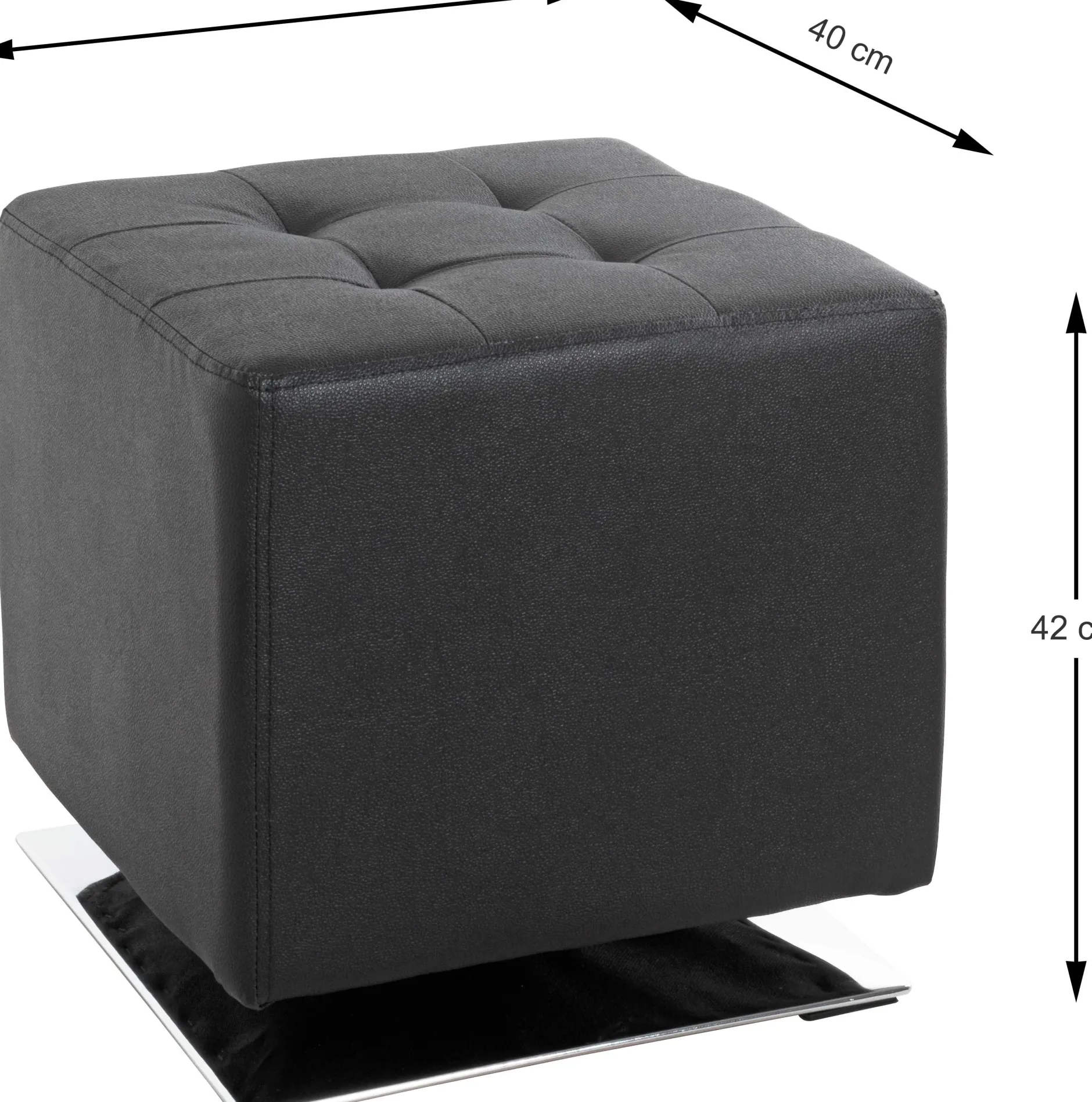 Drehhocker mit Chromfuß | Schwarz | 90 kg Belastbarkeit