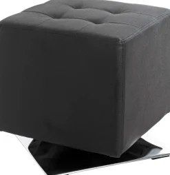 Drehhocker mit Chromfuß | Schwarz | 90 kg Belastbarkeit